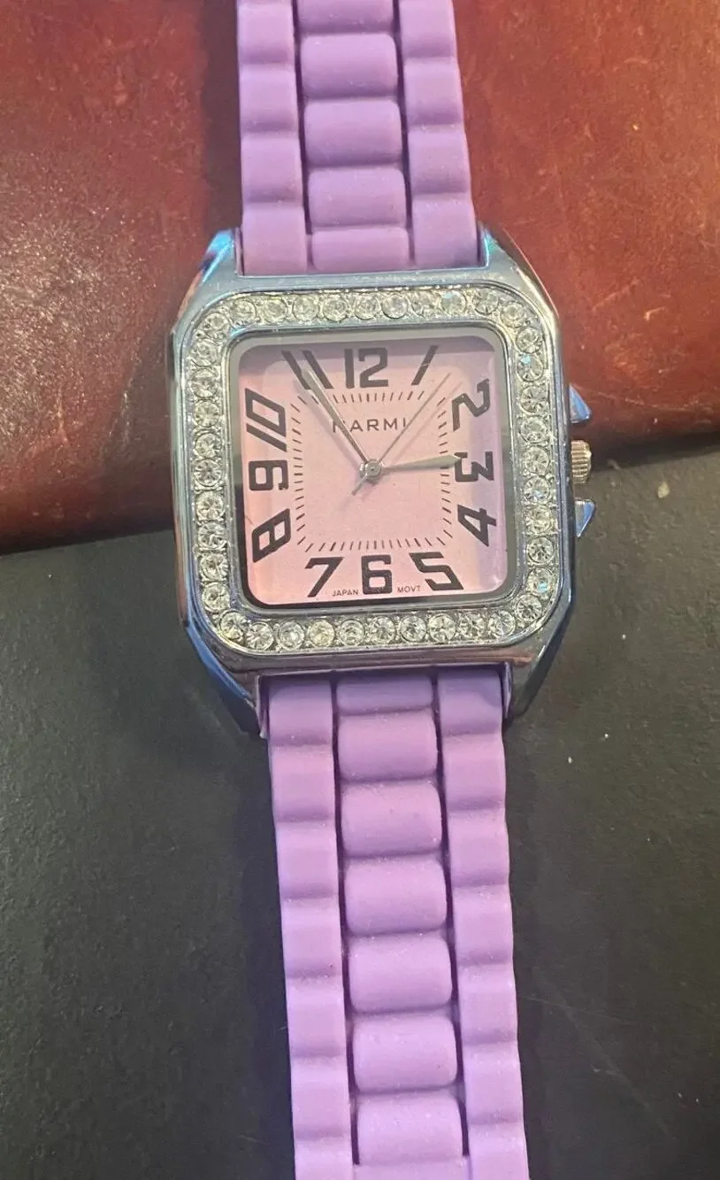 Women's 37mm silver Tone Narmi Watch, Crystal Accents, Lavender Band and Face